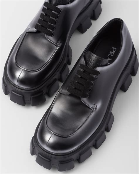 prada monolith brushed leather lace up shoes|prada monolith shoes for sale.